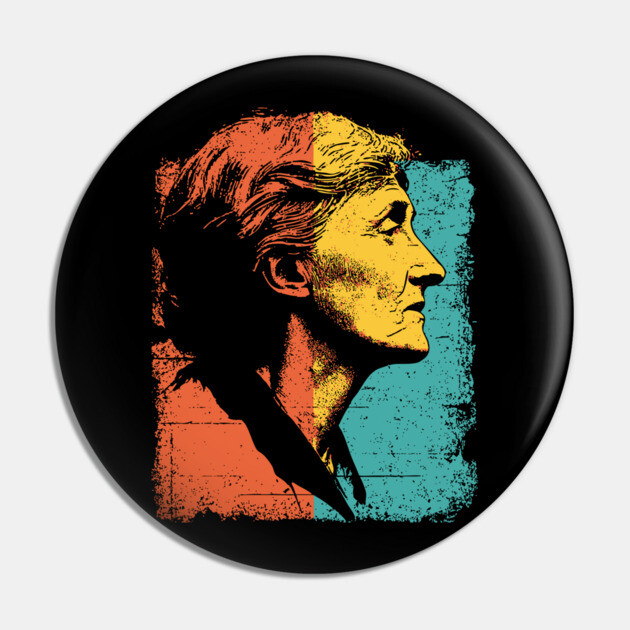 Virginia Woolf Portrait in Retro Pop Art Pin by TuncGK