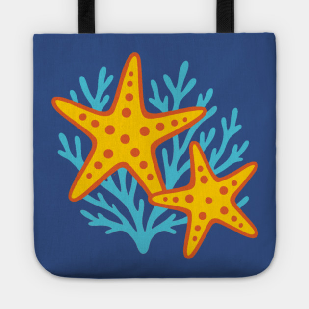 Vivid Starfish and Coral Reef Tote by DonWillisJrArt