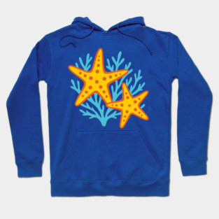 Vivid Starfish and Coral Reef Hoodie