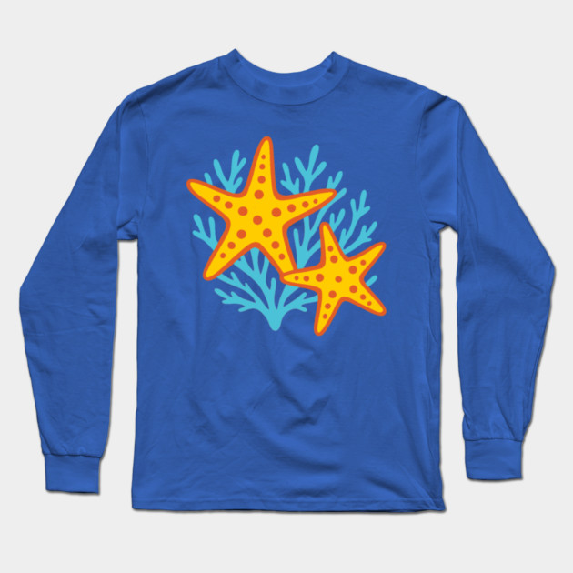 Vivid Starfish and Coral Reef Long Sleeve T-Shirt by DonWillisJrArt