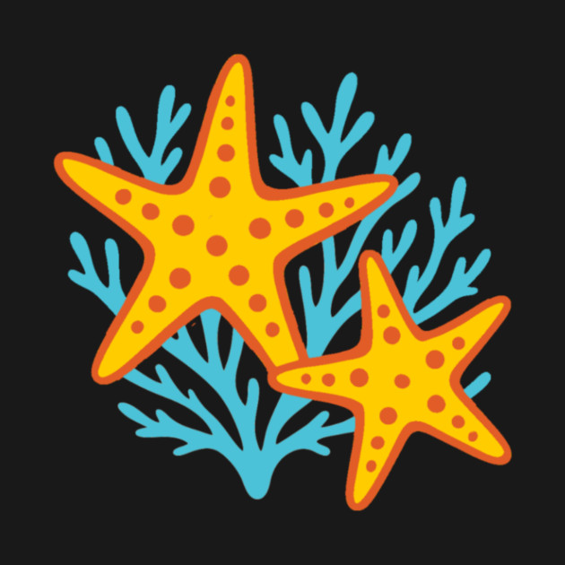 Vivid Starfish and Coral Reef by DonWillisJrArt