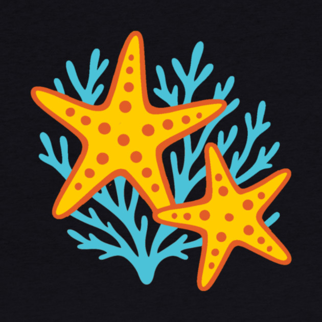 Vivid Starfish and Coral Reef by DonWillisJrArt