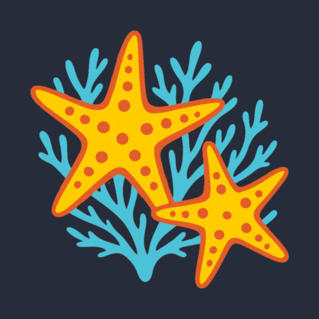 Vivid Starfish and Coral Reef by DonWillisJrArt