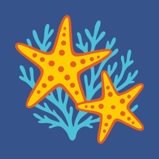 Vivid Starfish and Coral Reef by DonWillisJrArt