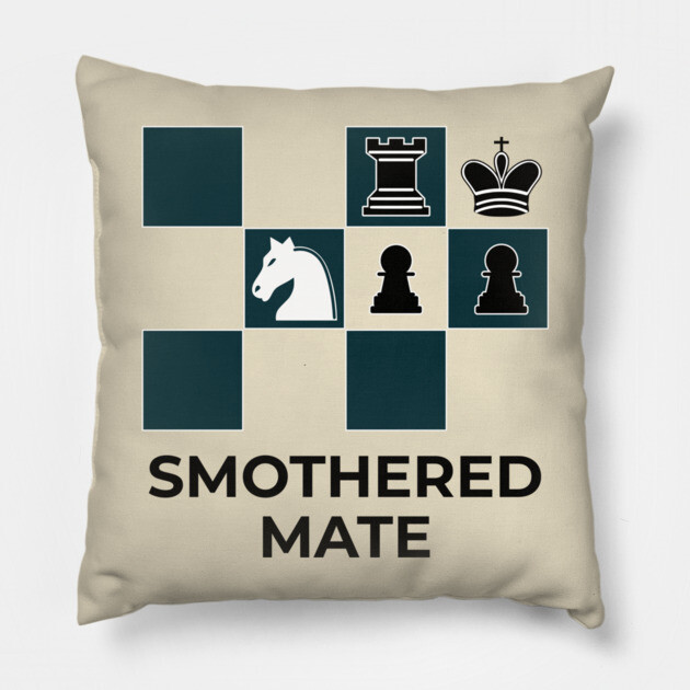 Smothered Mate Diagram - Chess Lovers Gift Pillow by TuncGK