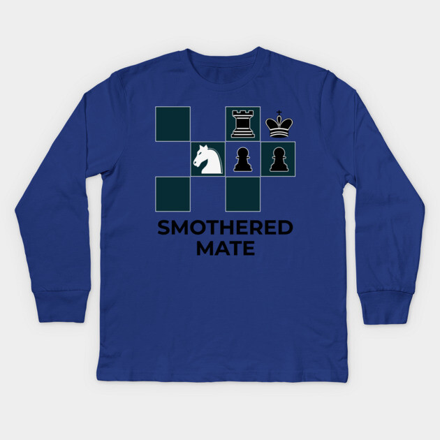 Smothered Mate Diagram - Chess Lovers Gift Kids Long Sleeve T-Shirt by TuncGK