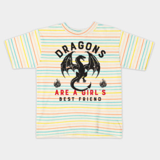 Dragons Are A Girl's Best Friend Dragon Girl Woman Friendship Gift Kids T-Shirt