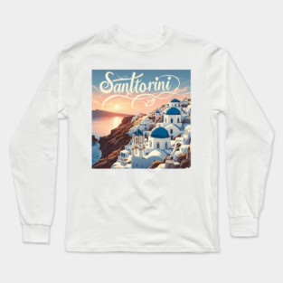 Santorini with Script Long Sleeve T-Shirt