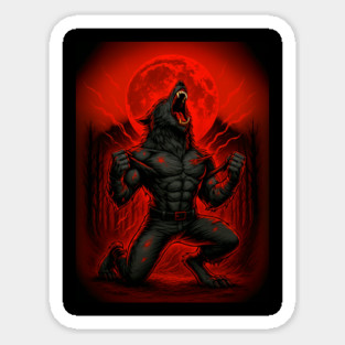 Blood Moon Wolf Ripping Shirt Off - Werewolf Transformation Magnet