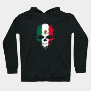 Chaotic Mexican Flag Splatter Skull Hoodie