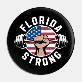 Florida Strong - Barbell, Kettlebell and American flag Pin