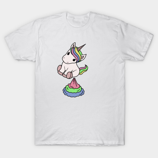 Cute Funny Unicorn Farting Rainbow T-Shirt by logiamerch