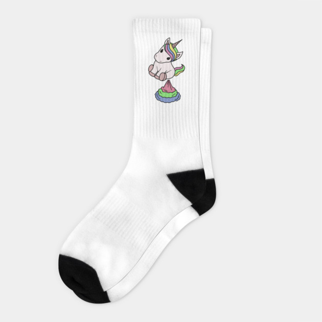 Cute Funny Unicorn Farting Rainbow Socks by logiamerch
