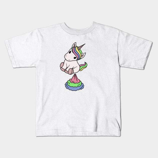 Cute Funny Unicorn Farting Rainbow Kids T-Shirt by logiamerch
