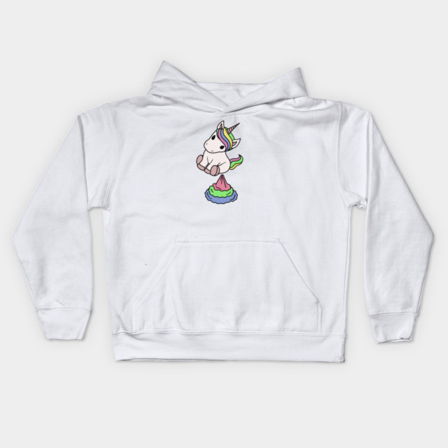 Cute Funny Unicorn Farting Rainbow Kids Hoodie by logiamerch