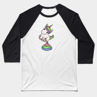 Cute Funny Unicorn Farting Rainbow Baseball T-Shirt