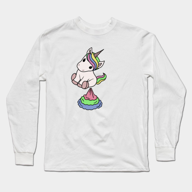 Cute Funny Unicorn Farting Rainbow Long Sleeve T-Shirt by logiamerch