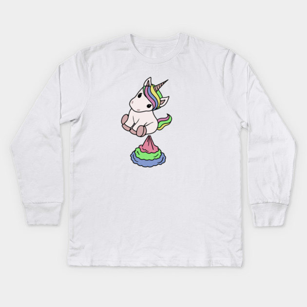 Cute Funny Unicorn Farting Rainbow Kids Long Sleeve T-Shirt by logiamerch