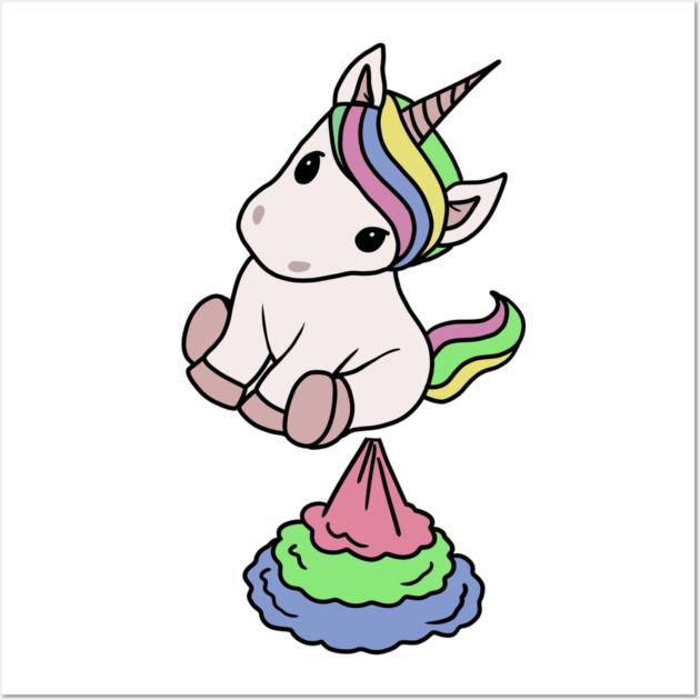 Cute Funny Unicorn Farting Rainbow Wall Art by logiamerch