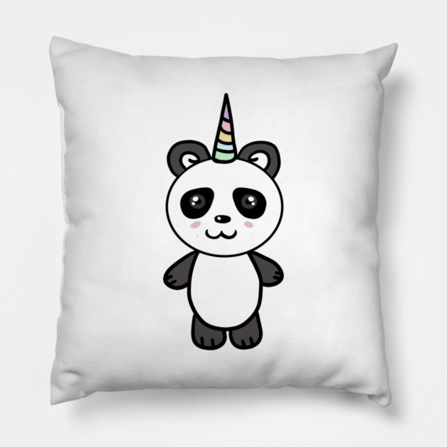 Cute Panda Bear Unicorn Lover Pillow by logiamerch