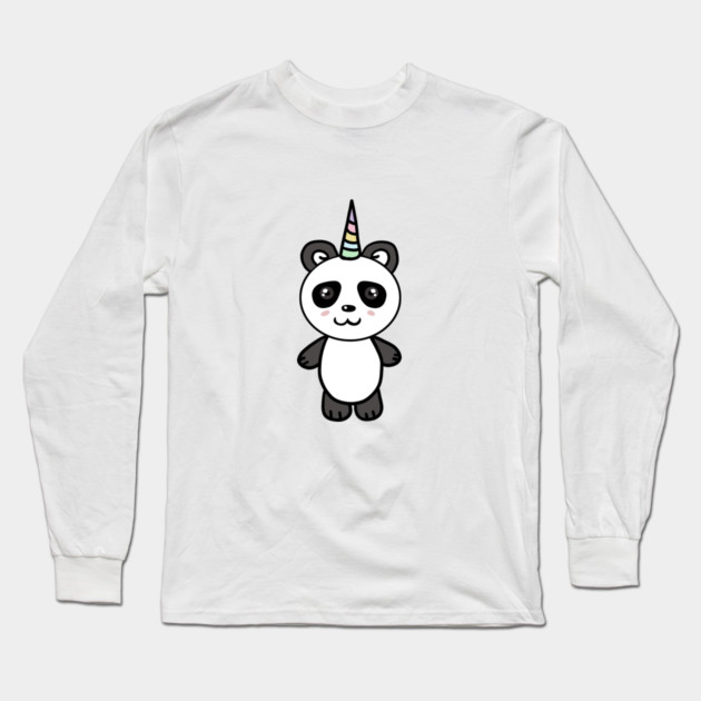 Cute Panda Bear Unicorn Lover Long Sleeve T-Shirt by logiamerch