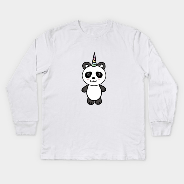 Cute Panda Bear Unicorn Lover Kids Long Sleeve T-Shirt by logiamerch