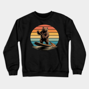 Paddle Boarding Bear SUP Stand Up Paddle Board Crewneck Sweatshirt