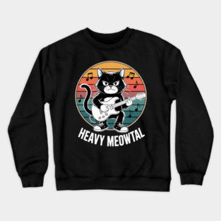 Heavy Meowtal CAt Play the bass Crewneck Sweatshirt