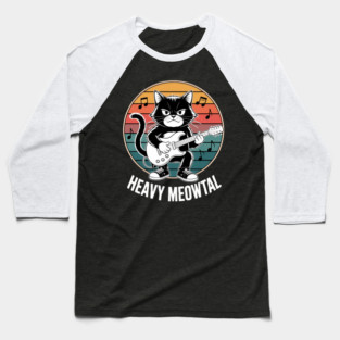 Heavy Meowtal CAt Play the bass Baseball T-Shirt