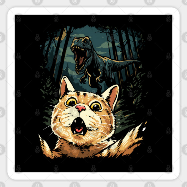 Cat Selfie Dinosaur Sticker by GoshWow®