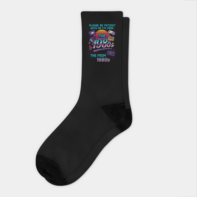 Please Be Patient With Me I’m From The 1980s – Retro Vintage Funny Quote Socks by ArtistTee ⭐⭐⭐⭐⭐