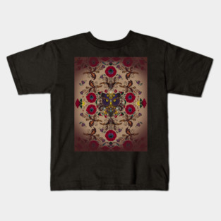 Ornamental Owl with Floral Flourishes Kids T-Shirt