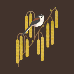 Botanical Songbird - Long Tailed Tit on Hazel Catkins T-Shirt