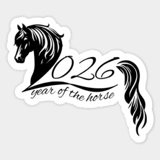Illustrated 2026 Year of the Horse Sticker