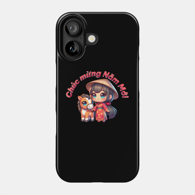 Kawaii Vietnamese New Year Girl & Horse Phone Case by HolidayBug