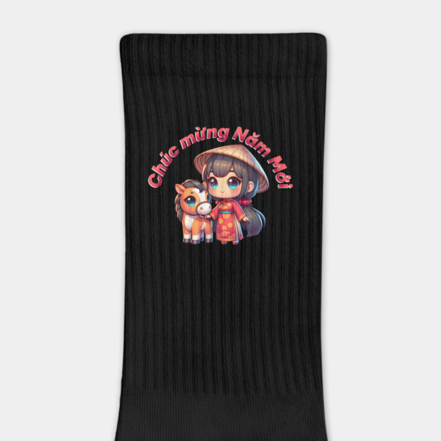 Kawaii Vietnamese New Year Girl & Horse by HolidayBug