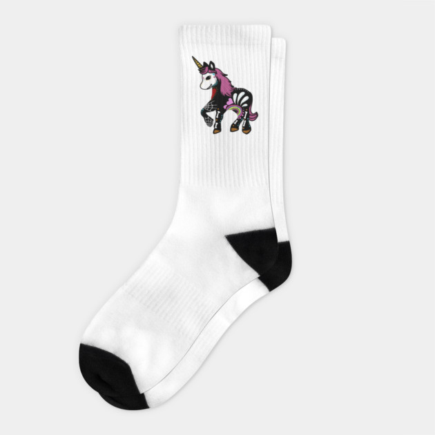 Unicorn Sugar Skull Day of the Dead Socks by logiamerch