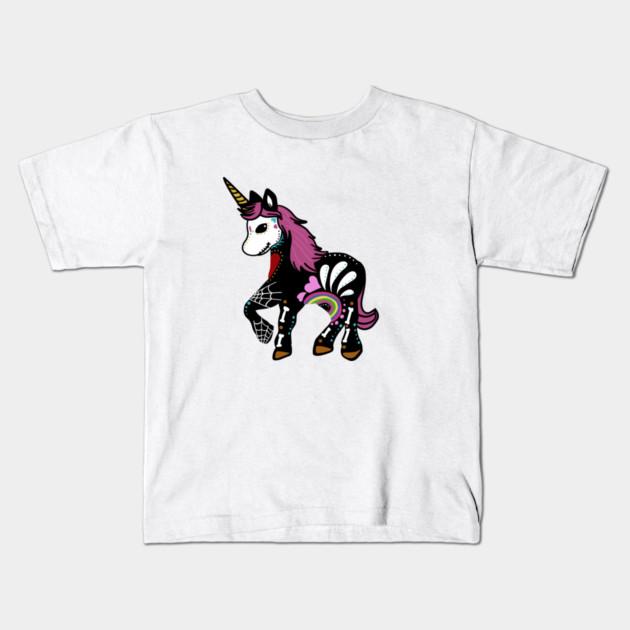 Unicorn Sugar Skull Day of the Dead Kids T-Shirt by logiamerch