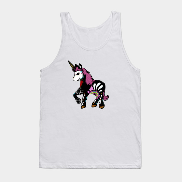 Unicorn Sugar Skull Day of the Dead Tank Top by logiamerch