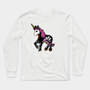 Unicorn Sugar Skull Day of the Dead Long Sleeve T-Shirt