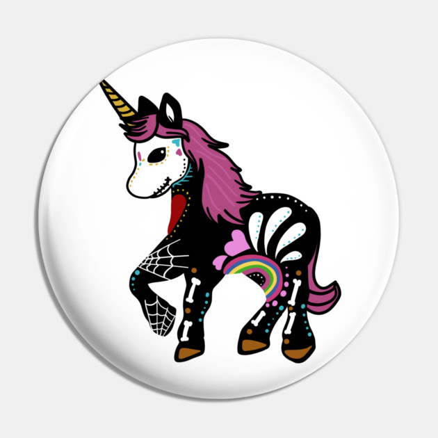 Unicorn Sugar Skull Day of the Dead Pin by logiamerch