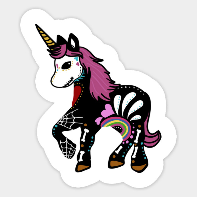 Unicorn Sugar Skull Day of the Dead Sticker by logiamerch