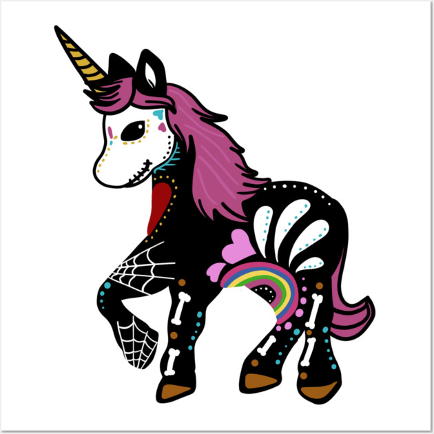 Unicorn Sugar Skull Day of the Dead Wall Art by logiamerch