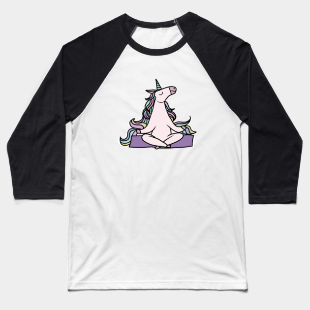 Unicorn Meditation Namaste Yoga Baseball T-Shirt by logiamerch
