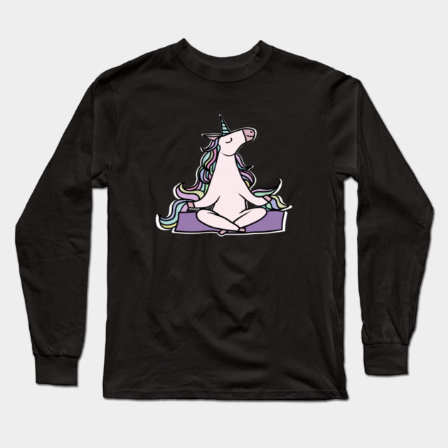 Unicorn Meditation Namaste Yoga Long Sleeve T-Shirt by logiamerch