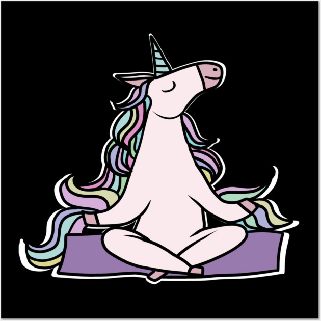 Unicorn Meditation Namaste Yoga Wall Art by logiamerch