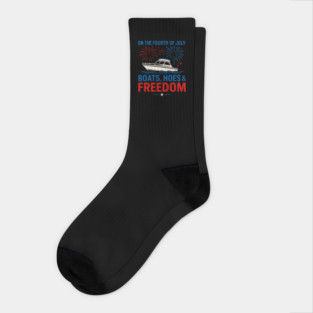 Boats, Hoes & Freedom Funny Fourth of July Party Socks