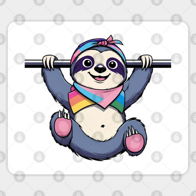 Cheerful Cartoon Sloth T-Shirt – Pride Bandana Edition | Playful Animal Tee Sticker by Anne Lee