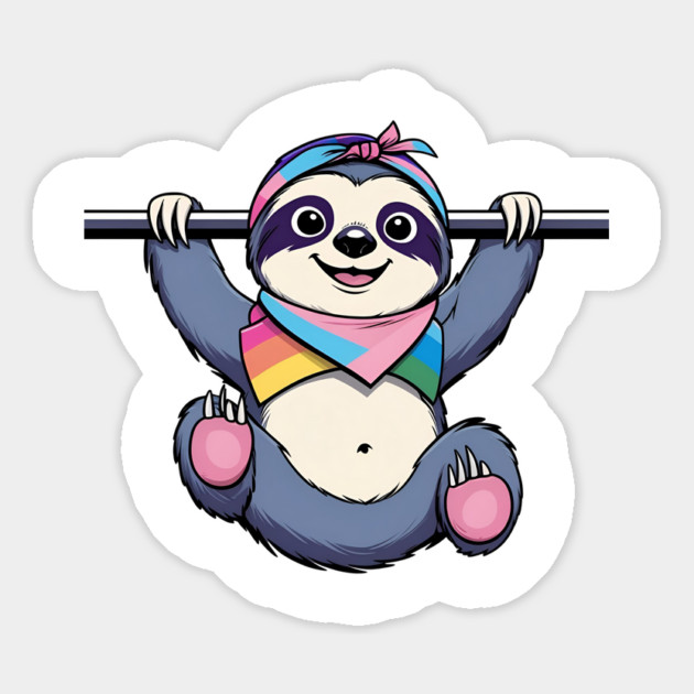 Cheerful Cartoon Sloth T-Shirt – Pride Bandana Edition | Playful Animal Tee Magnet by Anne Lee