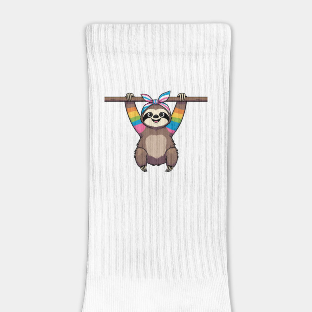 Hanging Sloth Graphic Tee – Trans Pride Bandana | Cute LGBTQ+ Animal Shirt by Anne Lee